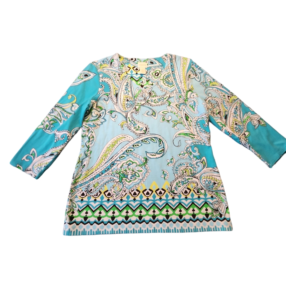 Chico’s Women’s 3/4 Sleeve Vneck Tshirt Blouse Size 0 (Small) A35
